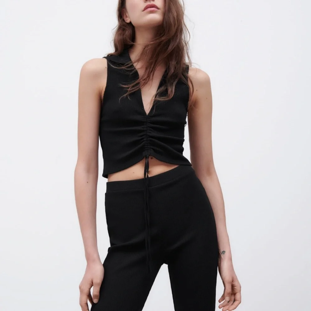 Zara Rib Polo with Gather Detail top - Picture 1 of 8